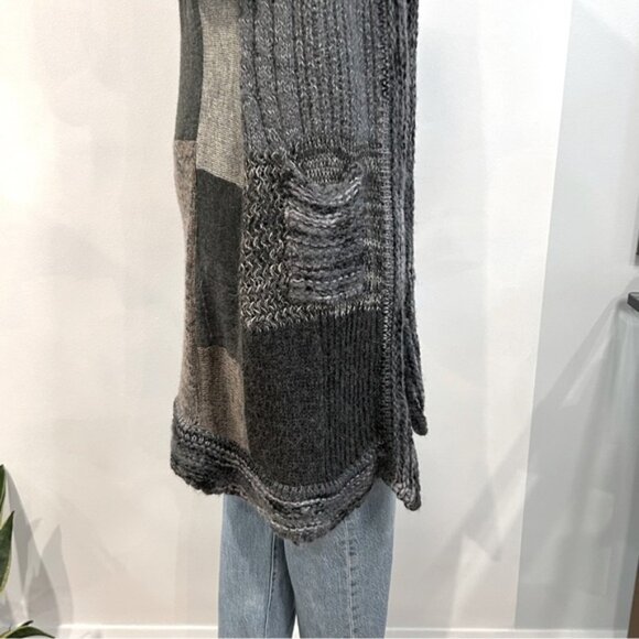 Vintage Boho Alpaca Patchwork Knit Long Vest - Picture 6 of 12